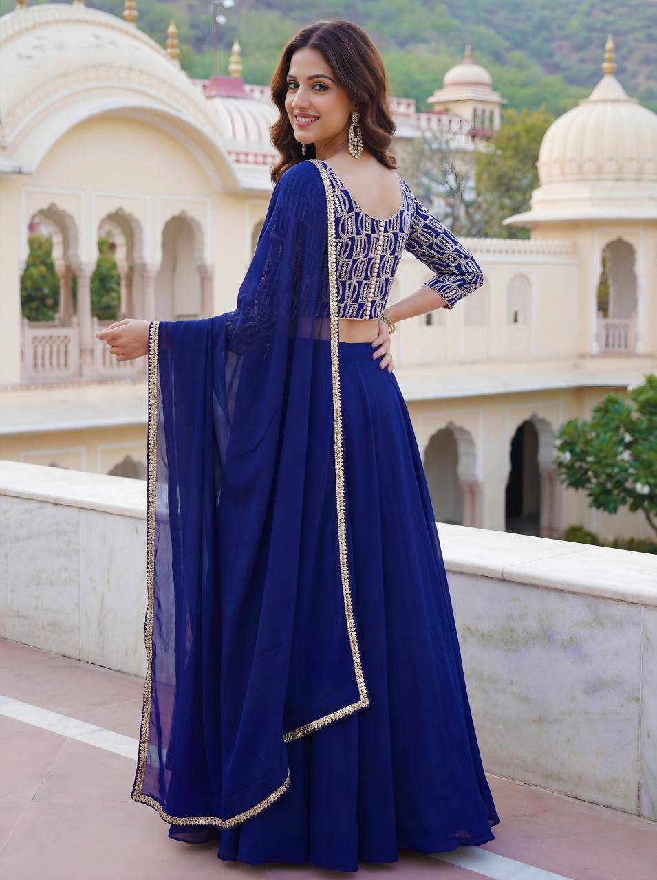 Deep Georgette vol 32 Blue Lehenga choli manufacturers in Ahmedabad